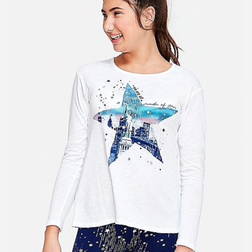 NWT Justice Lace Keyhole back embellished Tee
